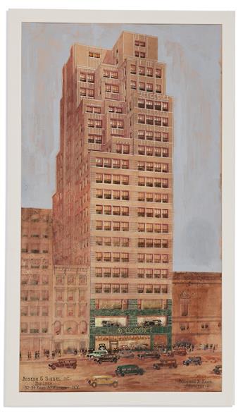 J.F. NOLAN (DATES UNKNOWN) Large architect’s rendering of the Rolls Royce Building on East 57th Street. Circa 1929.                              